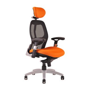 Ergonomická kancelárska stolička na kolieskach SATURN – s podrúčkami, viac farieb NET oranžová